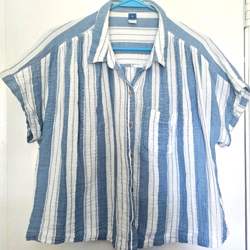 Old Navy Blue and White Striped Top